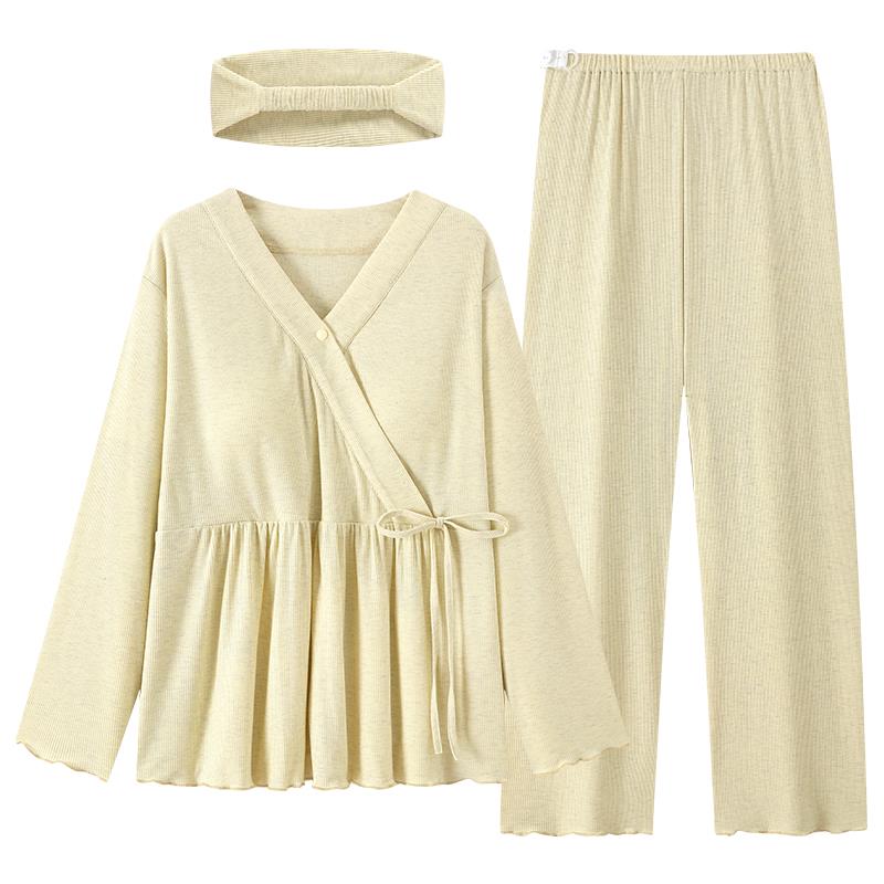 带胸垫莫代尔月子服夏季薄款产后怀孕期孕妇睡衣春秋哺乳衣家居服