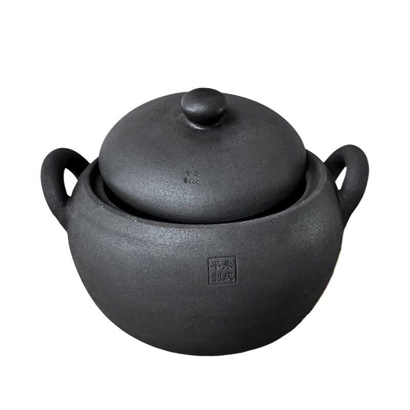 四川雅安荥经黑砂砂锅朱氏砂器朱庆平2.8L精品双耳砂锅