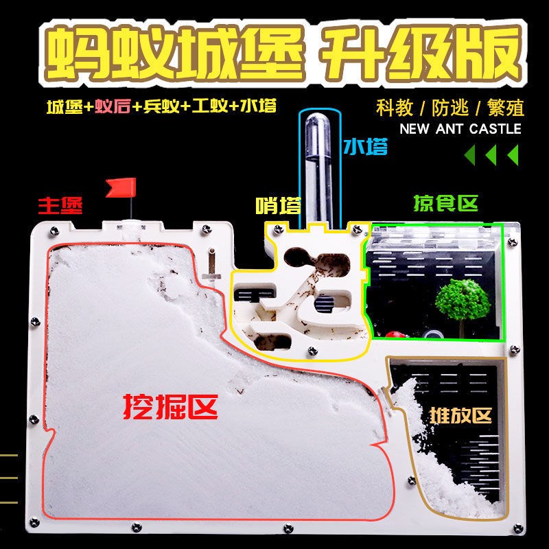 蚂蚁城堡对战版超大生态箱王国蚂蚁工坊巢穴观察器送蚁后蚁窝庄园