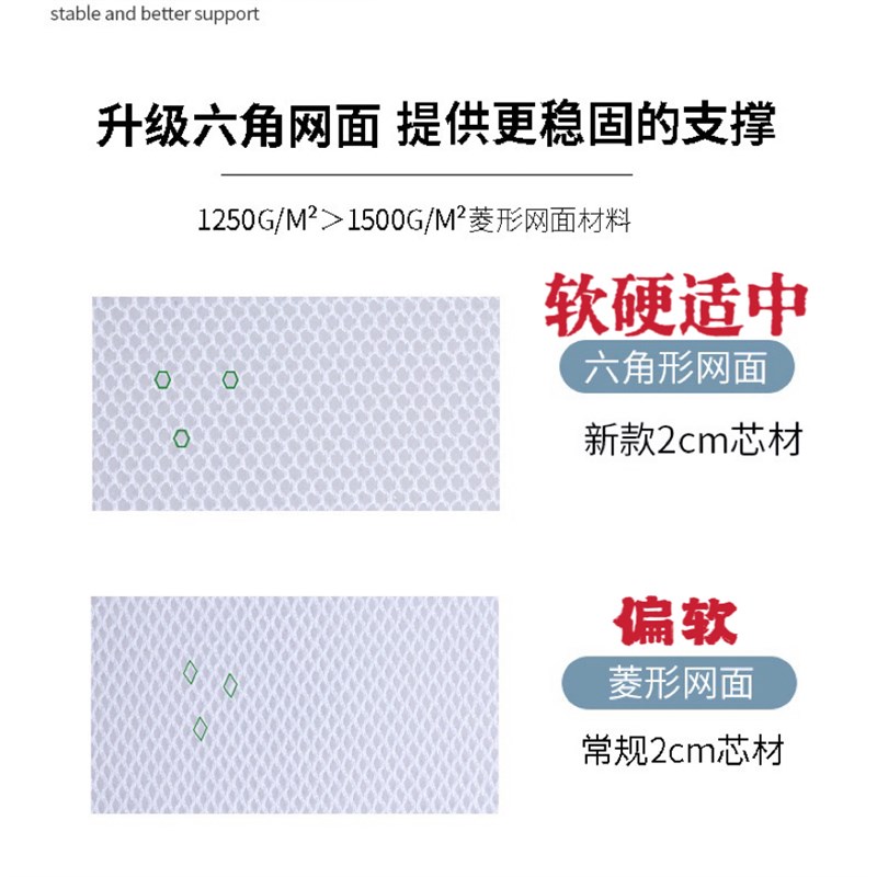 儿童纯3D床垫透气空气纤维无胶水可水洗无甲醛床褥加硬护脊防潮