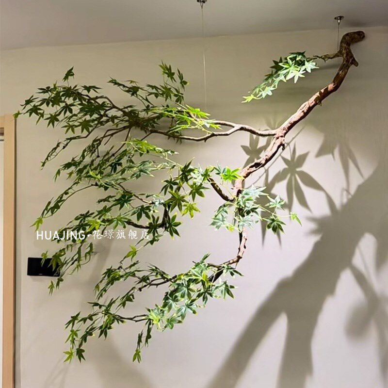 壁挂式仿真绿植红枫树绿枫树悬挂式枫叶树壁挂侧挂墙面装饰仿真树