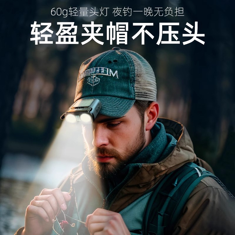 沃尔森猫头鹰pro夜钓头灯钓鱼专用感应帽夹灯头戴式强光超亮充电