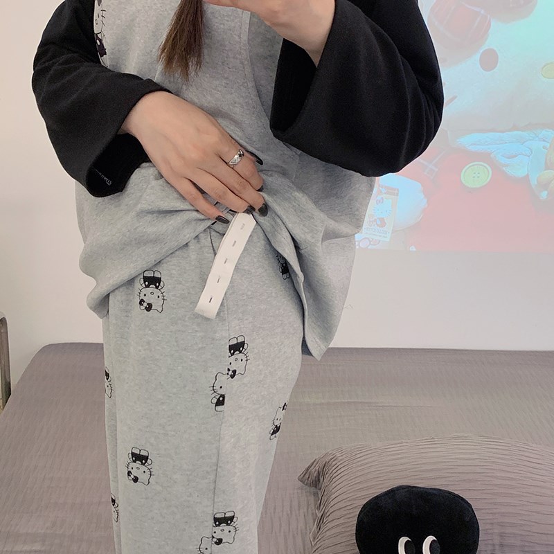 孕妇睡衣春秋款产后带胸垫产妇哺乳衣夏季薄款网红待产产检月子服