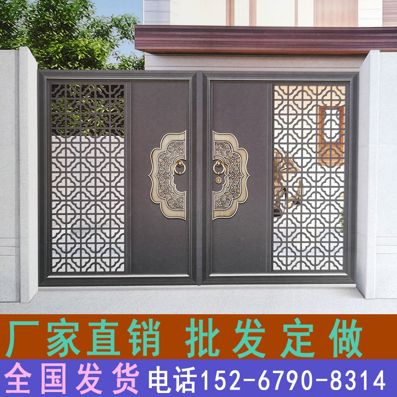 浙江铝艺庭院门别墅大门双门电动平移门花园社区门院子护栏围栏