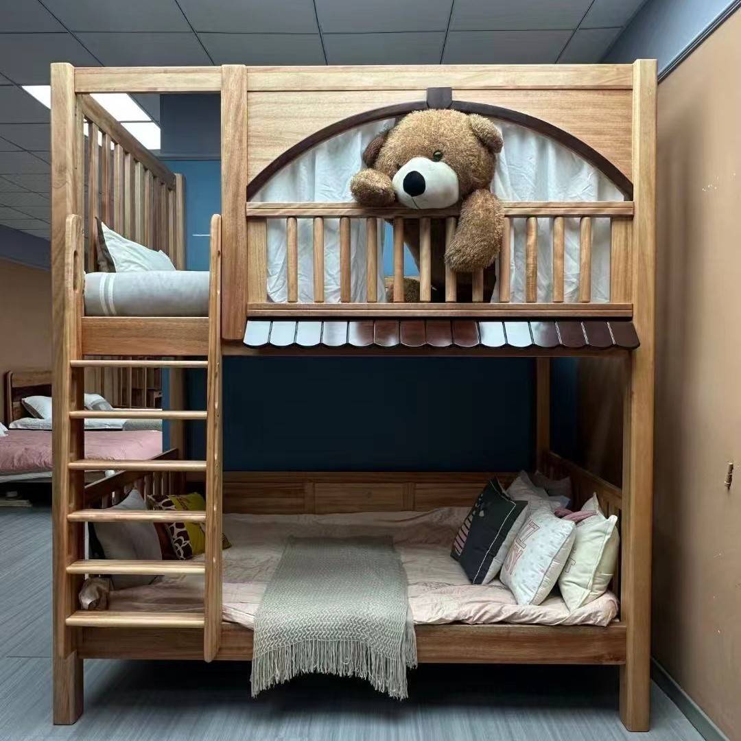 儿童床双人床红檀木上下铺同宽双层床高低子母床小户型树屋小房子