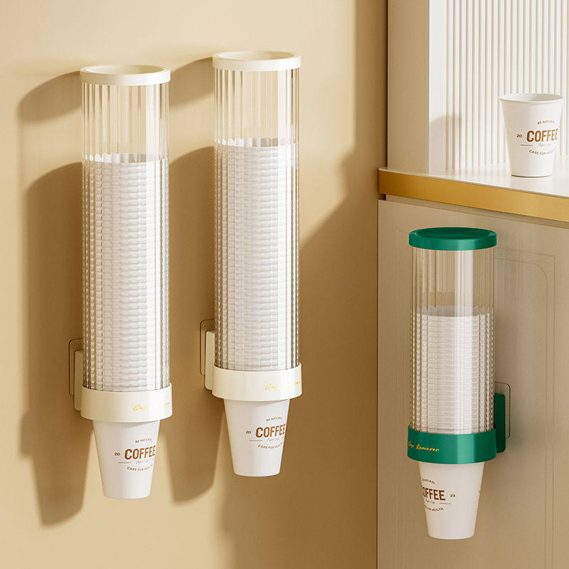 一次性杯子架自动取杯器家用饮水机旁纸杯收纳盒防尘置物架子创意