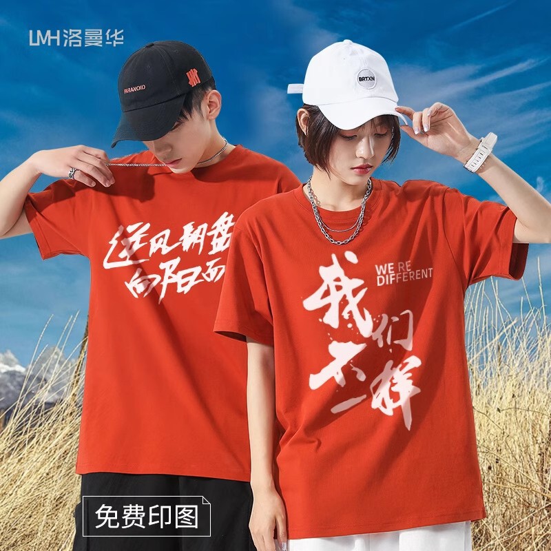 定制t恤印logo图文化衫重磅纯棉diy短袖订做聚会班服团队工作衣服