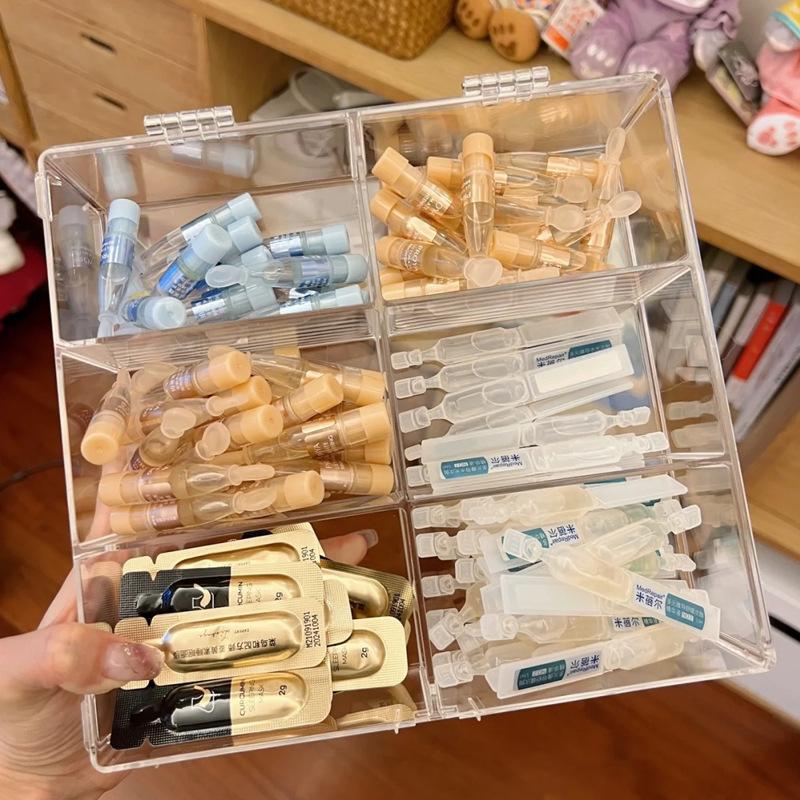 次抛精华收纳盒亚克力桌面化妆护肤品口红香水展示置物架透明分隔