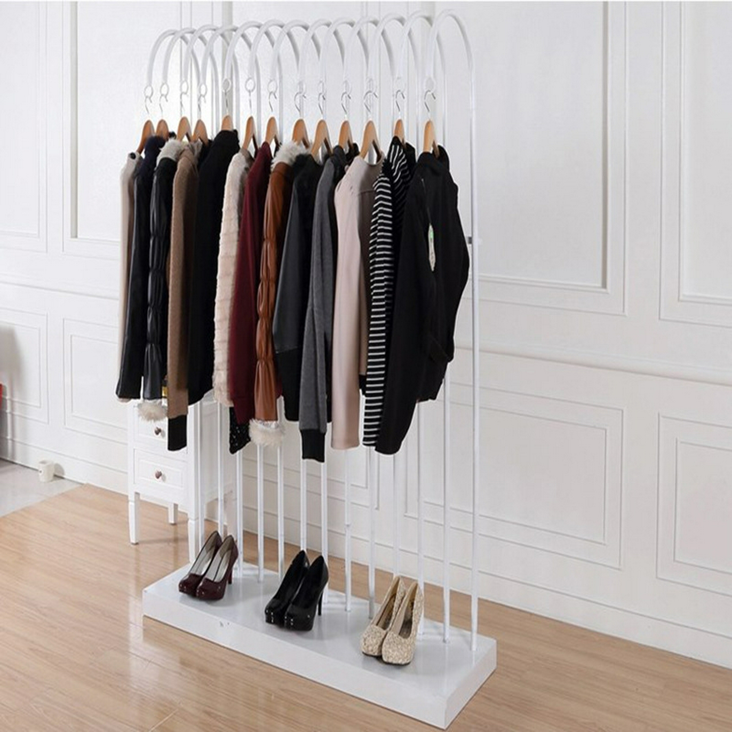 LOFT美式复古单杠服装货架铁艺落地式服装展示架金属简约服装架