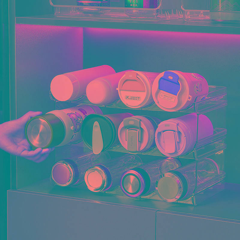 水杯收纳架家用客厅柜内亚克力保温杯子杯架桌面防尘大容量置