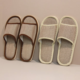 五星级酒店一次性拖鞋亚麻夏季可洗澡便携折叠防滑民宿专用可