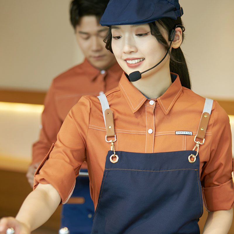 工作服长袖茶餐厅餐饮饭店服务员衬衣女咖啡蛋糕奶茶店制服定制女