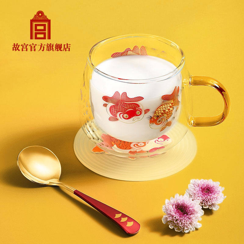 故宫 观鱼知乐双层玻璃杯套装 礼盒 生日礼物水杯 礼伴手礼
