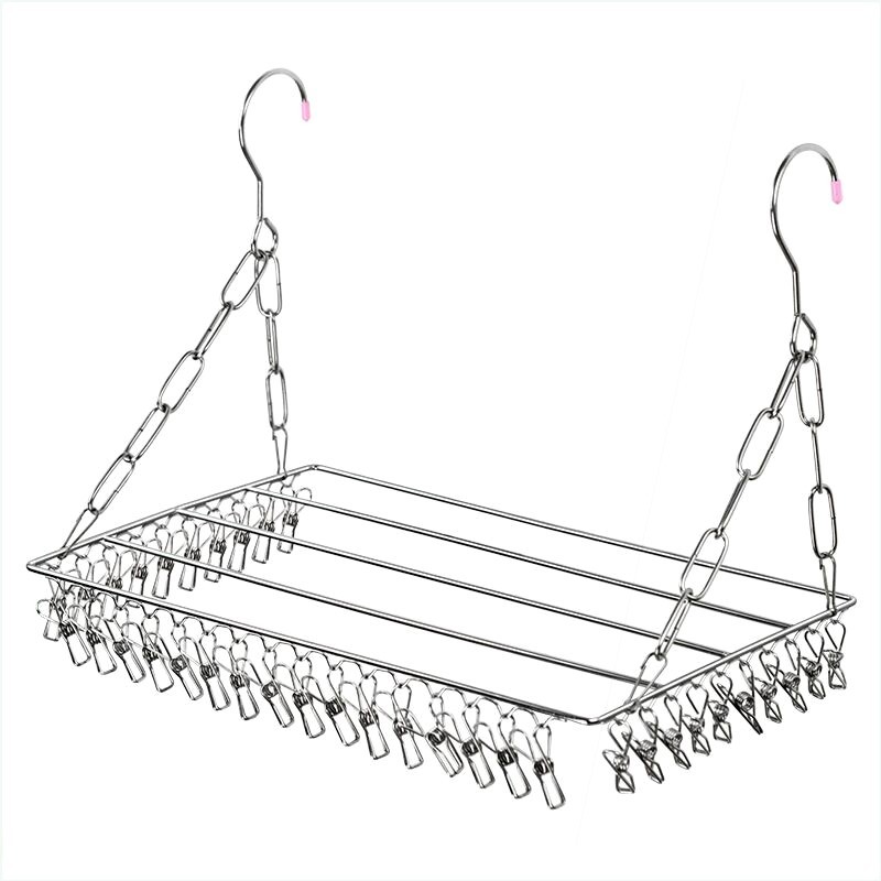 不锈钢阳台晾晒架晒袜子窗台多夹子袜架晾衣架防盗窗鞋挂架神器
