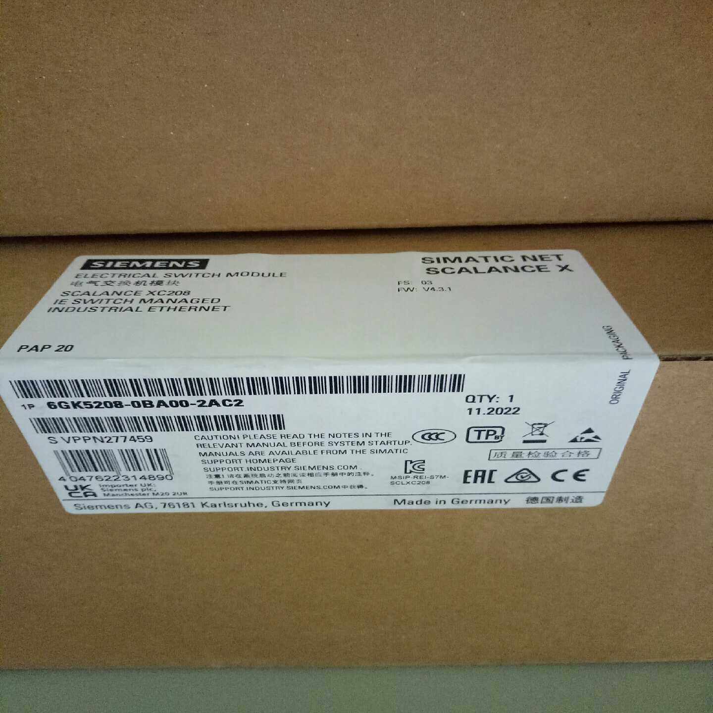 6GK5208-0BA00-2AC2西门子交换机全新原装正品~议价