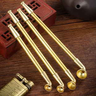 黄铜烟杆旱烟高档男士小斗烟锅传统老式烟斗道具老人烟枪长杆烟具