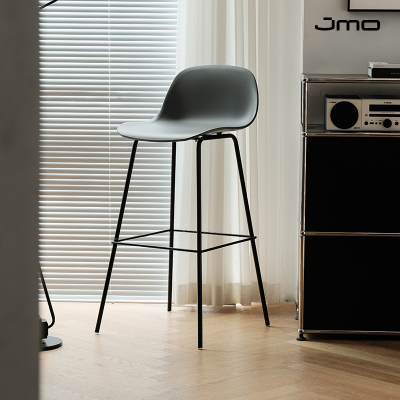 简摩北欧吧台椅ins风咖啡店靠背高脚凳家用高脚椅酒吧吧台凳子