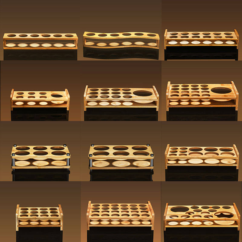 创意家用用白酒竹木杯架小酒盅收纳托盘烈酒中式烈酒杯一口杯架