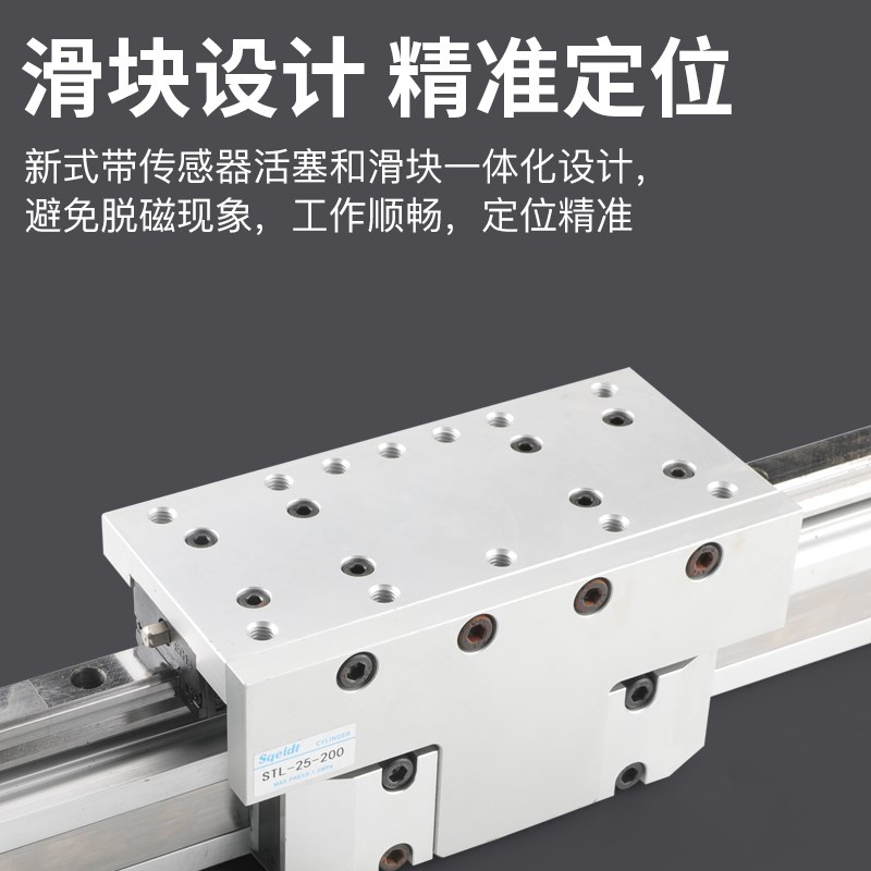 可调机械式高速无杆气缸带缓冲导轨长行程OSP16-25-32-40-50-STL