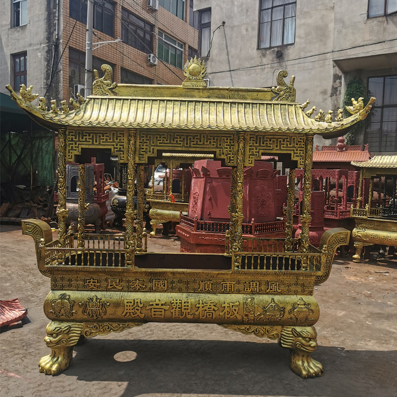寺庙大香炉室外长方形铸铁烧纸炉佛堂供奉纯铜香炉祠堂道观八龙柱
