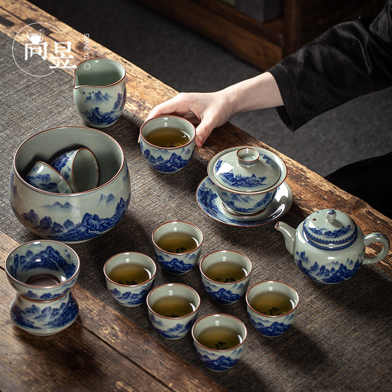 景德镇陶瓷功夫茶具整套家用青花瓷套组办公送礼泡茶壶茶杯子礼盒