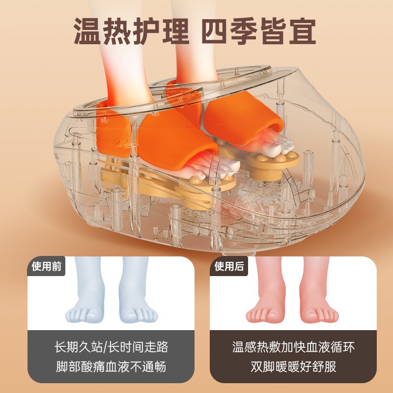 跨境110V足疗机6D全包裹脚底按摩器热敷全自动家用腿部泡脚桶按摩
