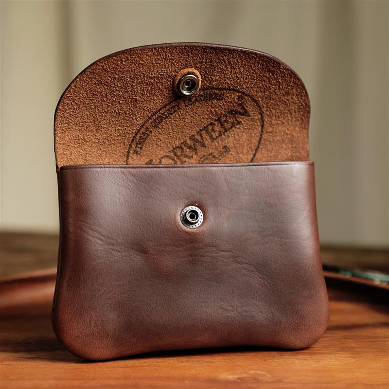 美国霍尔文茶芯皮horween 纯手工复古简约轻便文玩牛皮零钱包卡包