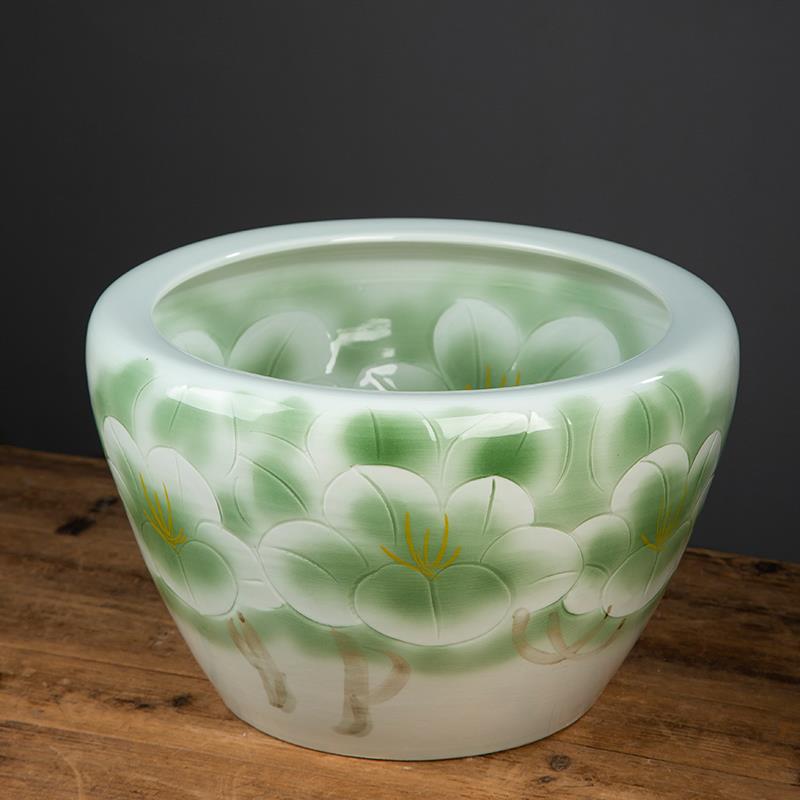 陶瓷鱼缸荷花盆家用庭院睡莲盆庭院造景碗莲盆乌龟缸门面风水摆饰