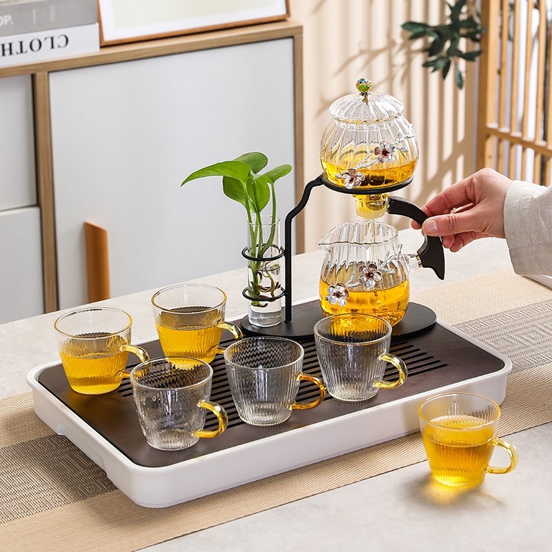 玻璃茶具套装家用懒人自动泡茶壶功夫茶杯整套办公沏茶壶轻奢高档