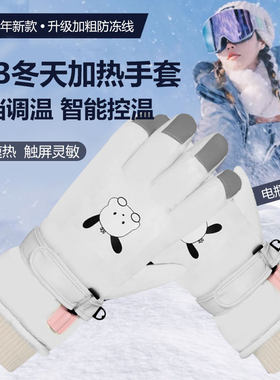 冬天加热手套USB充电加热发热手套女电瓶电动车骑行保暖电热手套