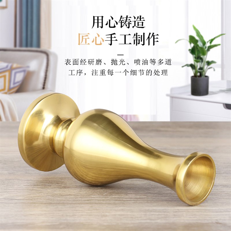 纯铜花瓶摆件佛前供佛花瓶家用中式插花净瓶观音小号佛台葫芦花瓶