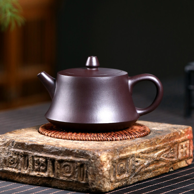 宜兴原矿紫砂壶纯全手工百目紫茄泥茶壶功夫茶具名家用泡茶壶柱础