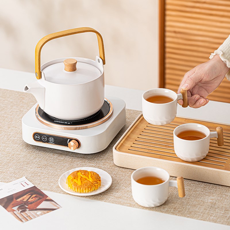 大容量煮茶壶明火耐高温陶瓷养生壶套装提梁花茶泡茶白瓷围炉烧水