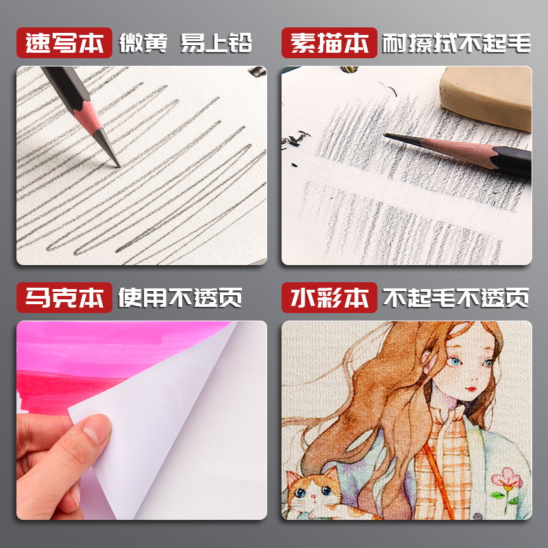 加厚a4素描本8k速写本32k手绘马克笔专用绘画本小学生活页可拆卸