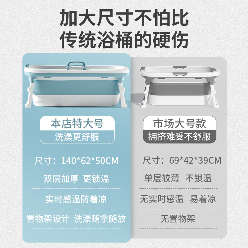 婴儿游泳桶家用洗澡桶宝宝游泳池儿童泡澡桶洗澡盆大号折叠浴桶缸