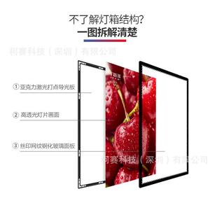 画钢化玻璃灯餐箱饮店光挂墙悬挂广告牌插画灯箱 L800抽ED发薄款