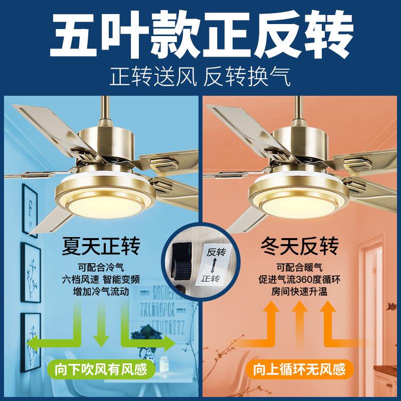 不锈钢风扇灯吊扇灯客厅餐厅卧室大风力静音现代带风扇一体吊灯