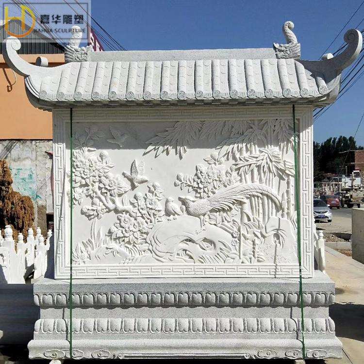 石雕浮雕壁画汉白玉影壁墙仿古窗花镂空福字装饰庭院户外墙壁摆件