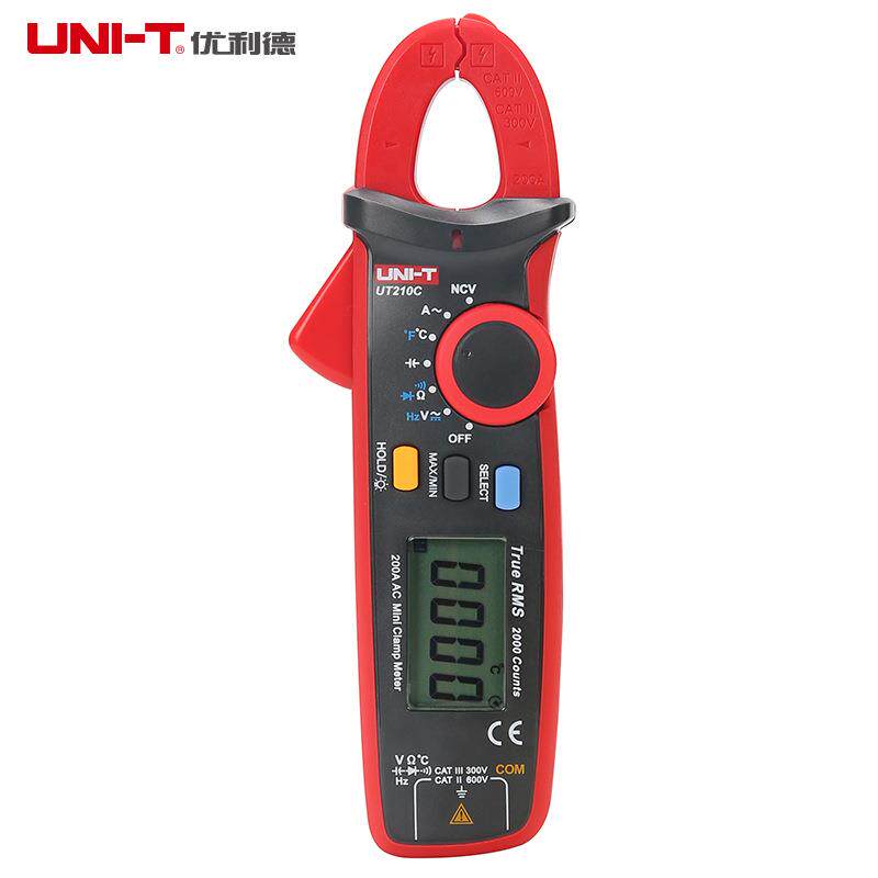 优利德UT210C高精度真有效值迷你数字钳形万用表数显钳形表电流表