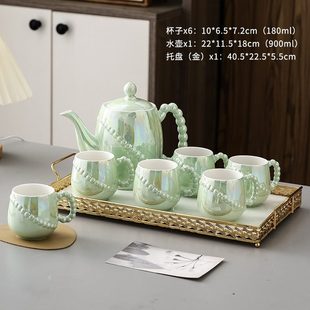 欧式 新款 茶具轻奢杯子陶瓷水具茶杯水杯杯具家用客厅乔迁水壶套装