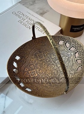 如是黄铜收纳托盘吉祥如意宝相花水果零食收纳盘私宅会所酒店礼物