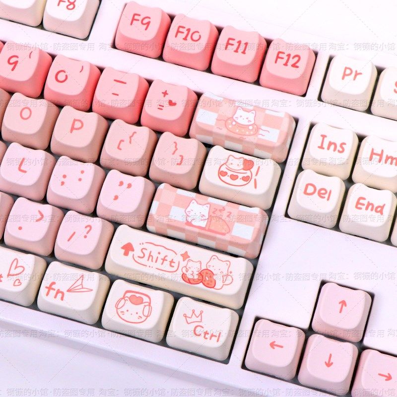 派对小猫键帽机械键盘猫头粉色wootingMOA磁轴ATK68个性可爱主题