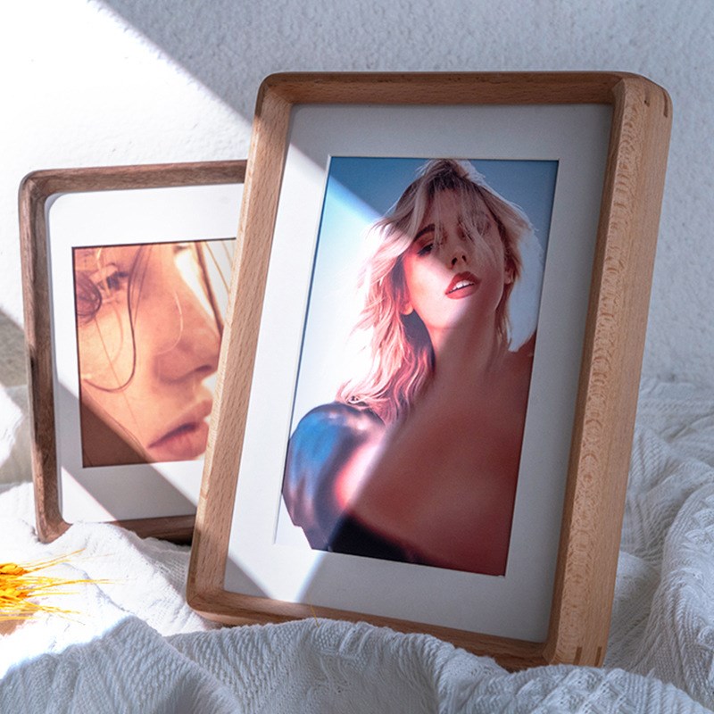 北美黑胡桃斜边实木双榫卯相框摆台6 7 8 10N寸A4带卡纸相框装饰