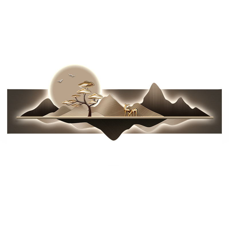 轻奢山水客厅装饰画led灯画高档大气沙发背景墙挂画艺术麋鹿壁画,家居饰品,现代装饰画,淘宝优惠券,粉丝福利购,淘宝优惠卷