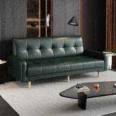 7T租房民宿三人位沙发懒革PU皮艺小户型折叠沙发床两用客厅公