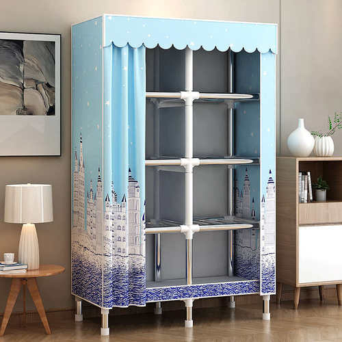 衣柜简易组装经济型出租房屋布艺衣橱衣柜家用卧室布钢管结实耐用