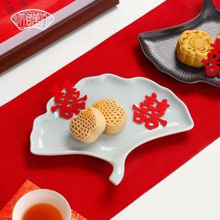 婚庆创意喜饼盘陶瓷水果托盘订婚摆台糕点盘结婚甜品碟子家用果盘