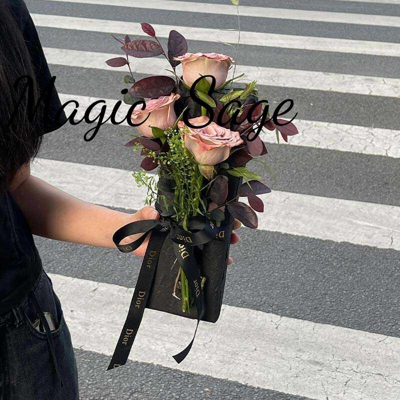 高级感烟盒彷真蝴蝶兰玫瑰花束DIY全套包装材料送男友礼物送父亲