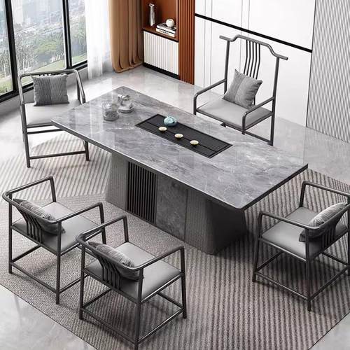 轻奢岩板茶桌椅组合办公室泡茶台桌家用客厅阳台茶台茶具简约现代