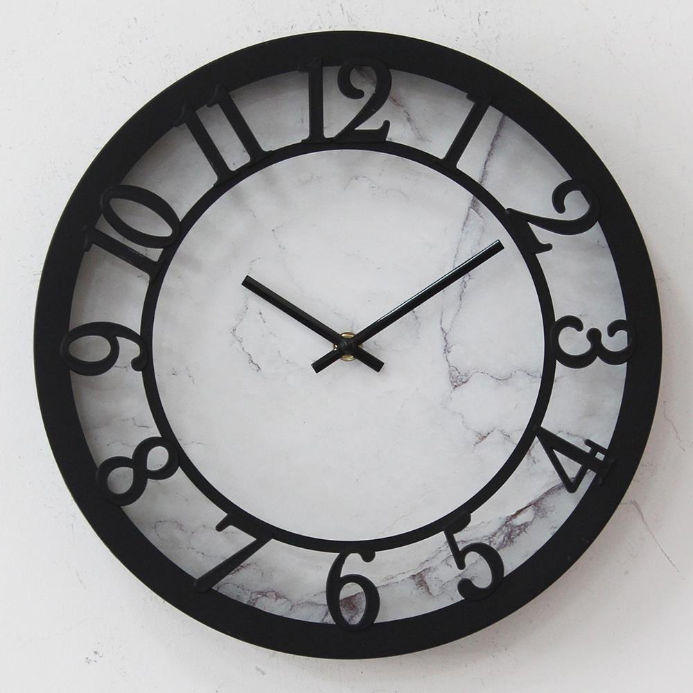 北欧装饰挂钟创意无声时钟圆形客厅卧室静音挂表石英钟12寸挂墙表